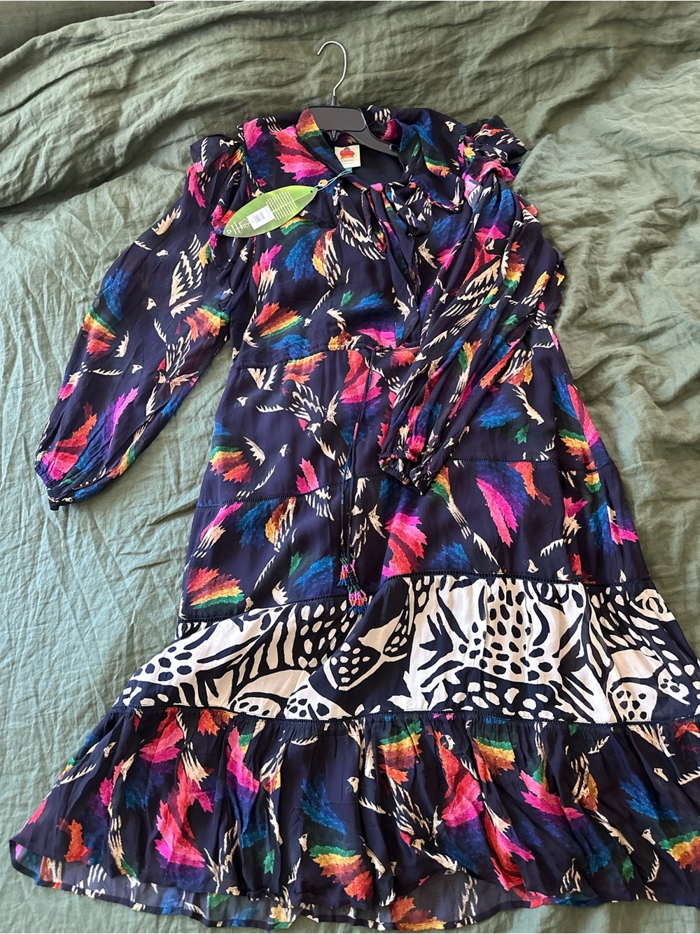 NWT FARM Rio Black Macaws Flight Ankle Midi Dress XL - Picture 2 of 11